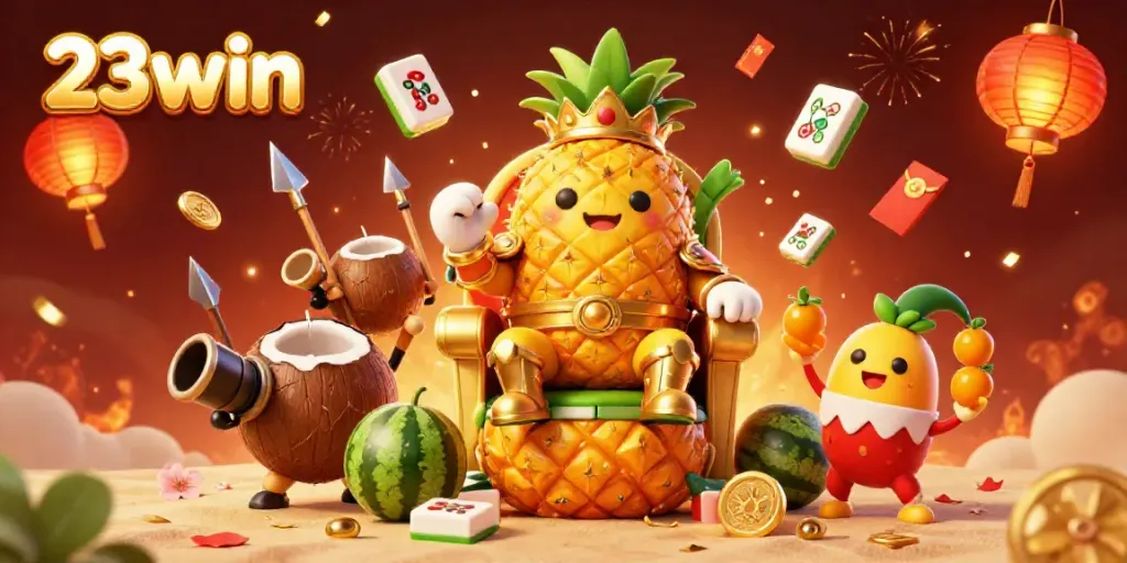Engage in thrilling gameplay with 23win’s vibrant golden pineapple king and dynamic casino scene.