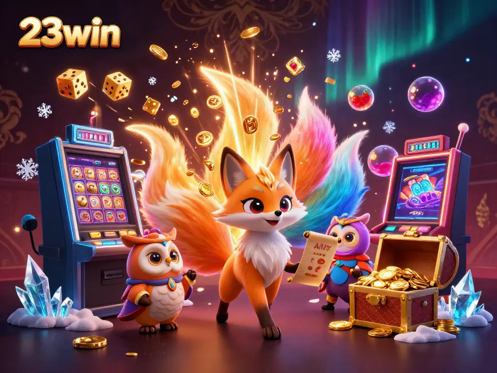 Experience the colorful and vibrant world of 23win with a jackpot explosion and mystical characters.