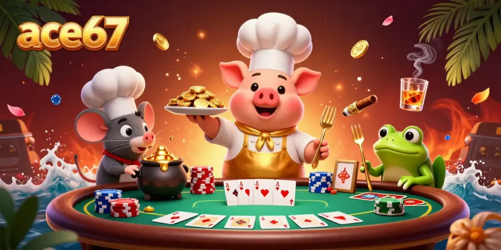 Engage with ace67's vibrant gaming atmosphere through a whimsical 3D cooking scene.