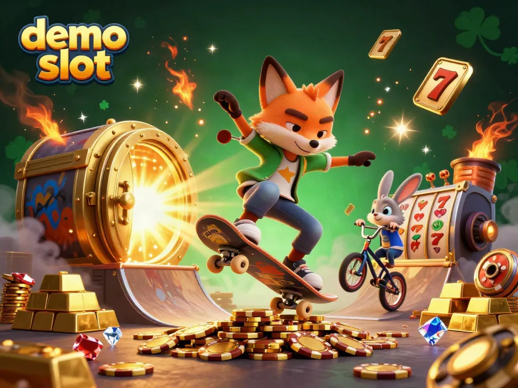 Unleash winning strategies with demo slot excitement in this vibrant 3D illustration.