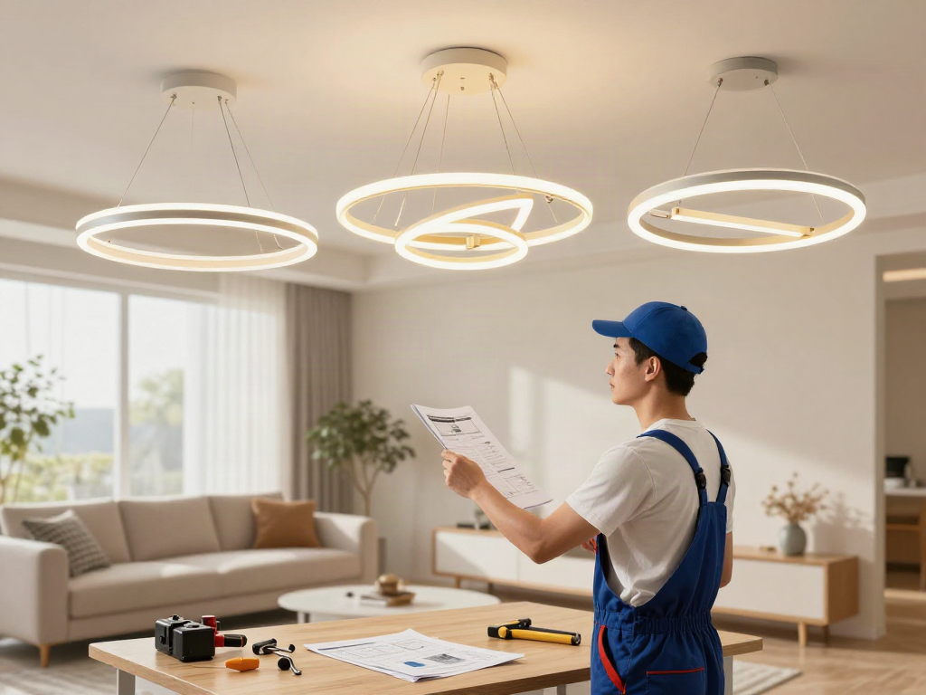 Lustrare LED de calitate, produs local, instalat de un furnizor profesionist de servicii de iluminat.