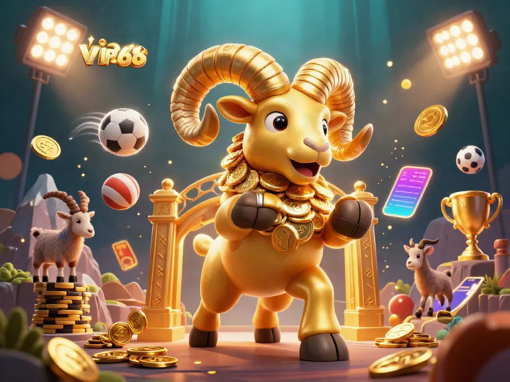 Experience thrilling gameplay at VIP66 with dynamic sports elements and a golden ram charging through