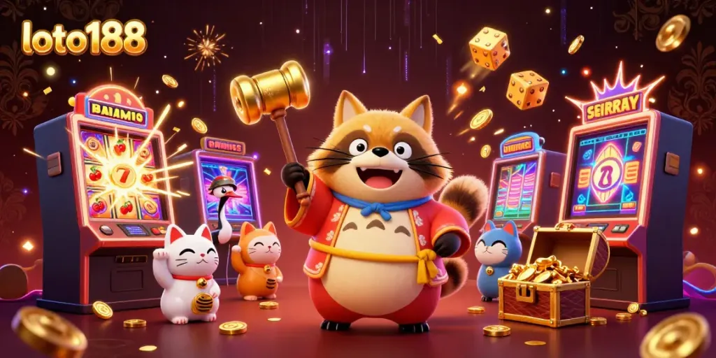 Enjoy an exciting loto188 gaming experience with cheerful characters and jackpot elements.