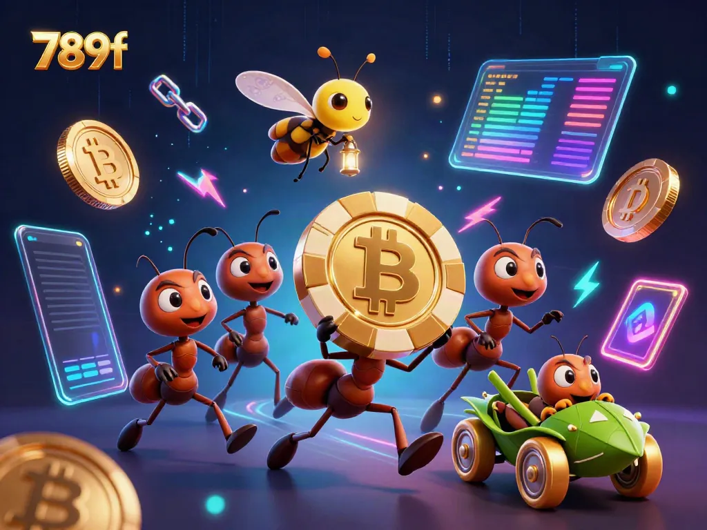 Engage with 789f's vibrant ant heist scene, showcasing a cartoon heist with golden poker chip elements.