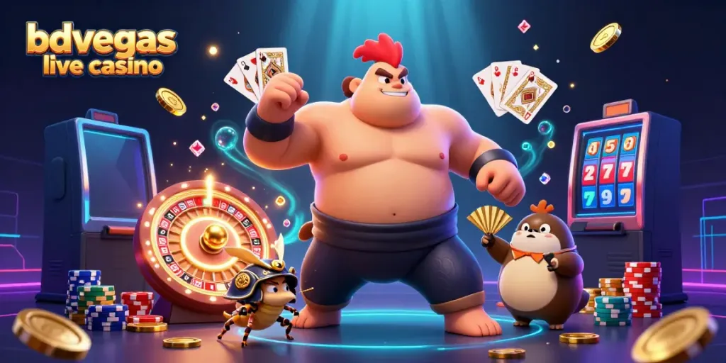 Experience the thrill at BdVegas Live Casino with engaging characters and exciting gaming elements.