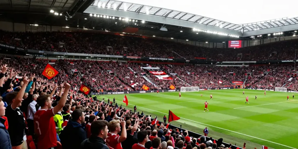 Exciting scene of Manchester United vs Liverpool match highlighting the rivalry and fan spirit.